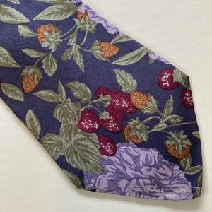 Vintage Halston III Berry and Floral Silk Men’s Tie